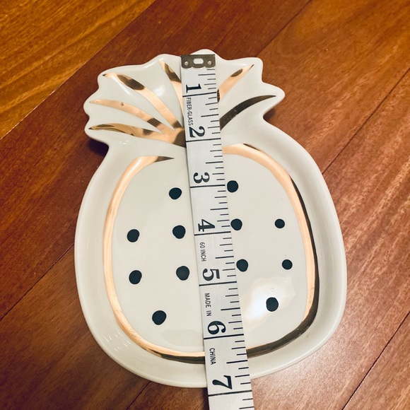 Pineapple Porcelain Trinket Tray | Shop Bop - White & Gold 5”x7” - Picture 6 of 7